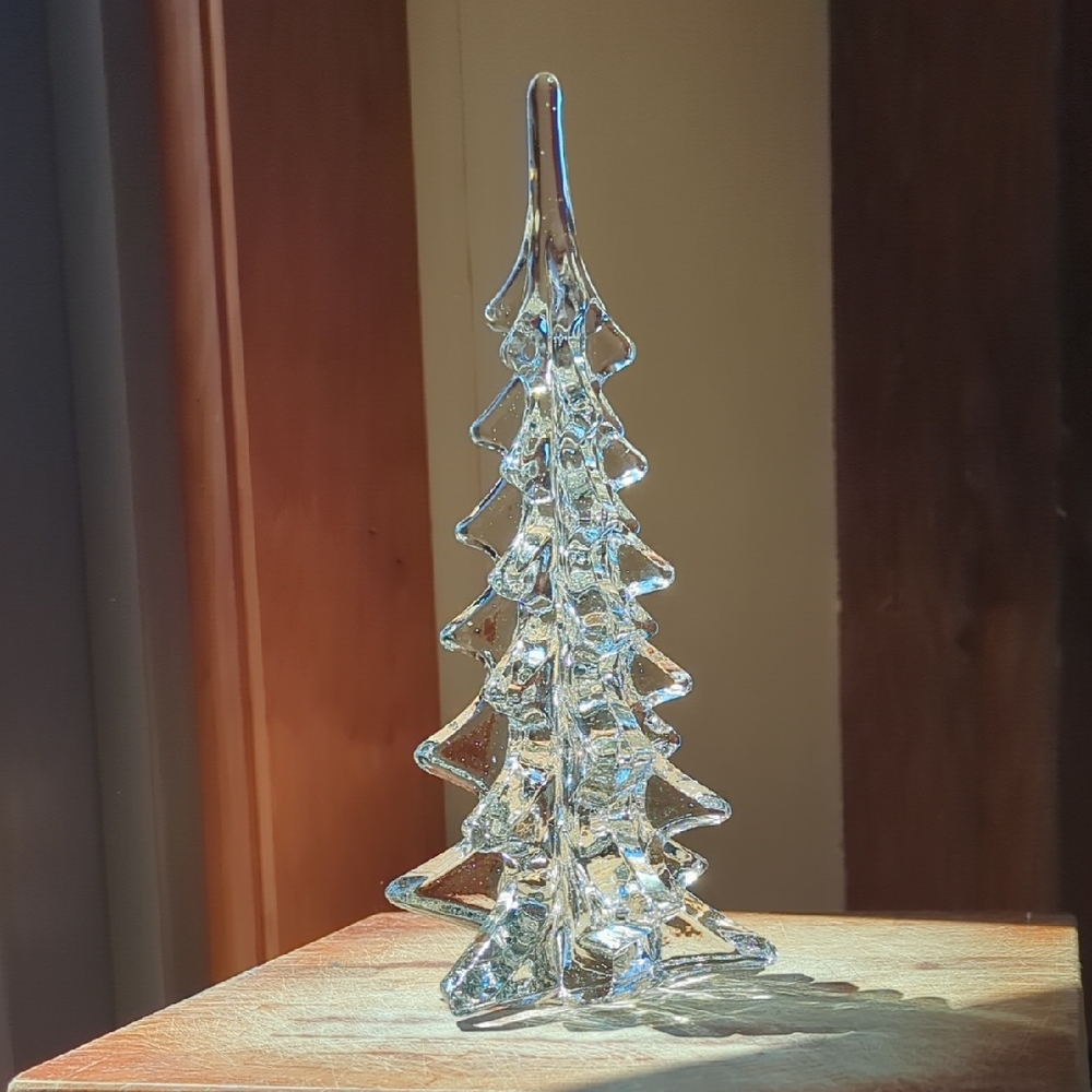 10.5 Inch Cut Glass Vintage Christmas Pine Tree Decoration